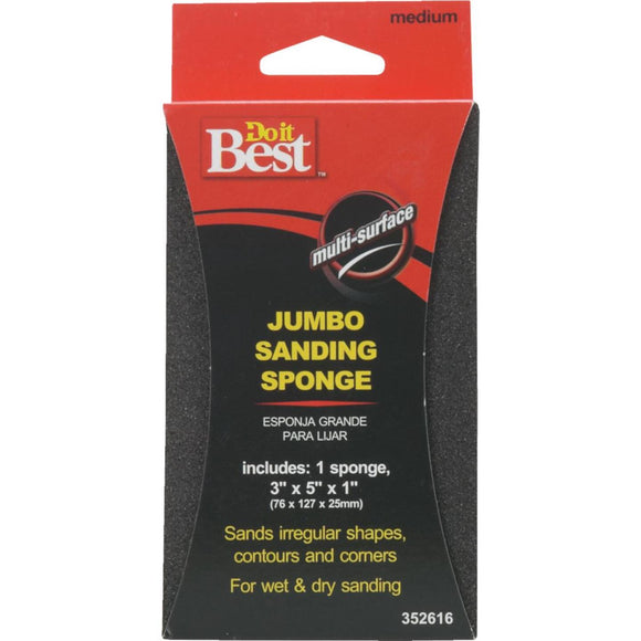 Do it Best Jumbo All-Purpose 3 In. x 5 In. x 1 In. 80 Grit Medium Sanding Sponge