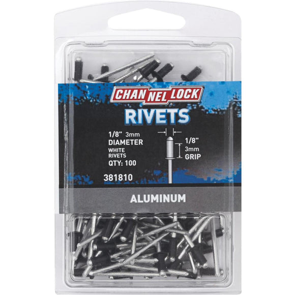 Channellock 1/8 In. Dia. x 1/8 In. Grip White Aluminum Multigrip POP Rivet (100-Pack)
