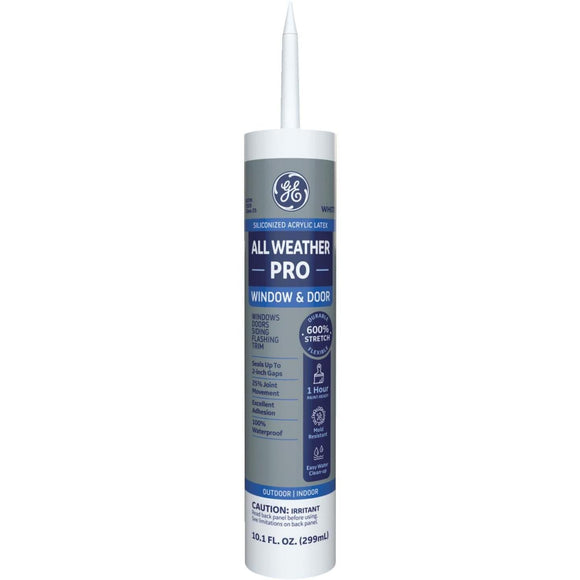 GE All Weather Pro 10.1 Oz. White Window & Door Siliconized Acrylic Caulk