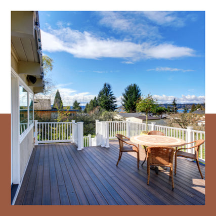 Decks & RailingsHome outdoor deck on a clear day